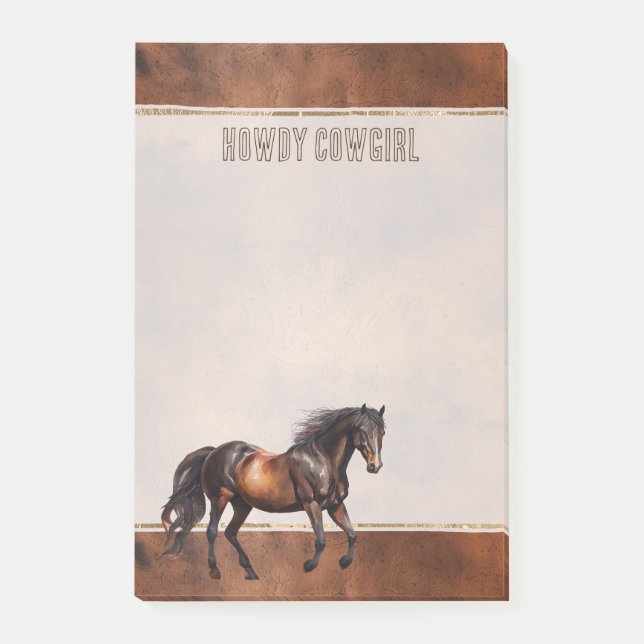 Bloco De Notas Cowboy Brown Horse Ocidental (Frente)