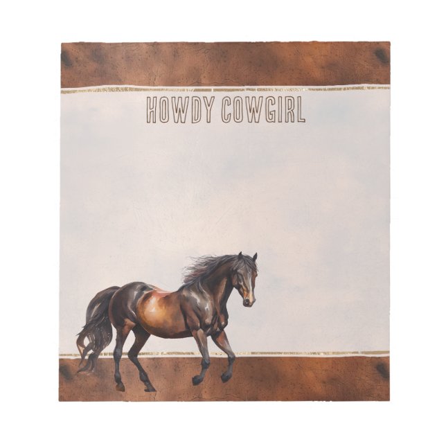 Bloco De Notas Cowboy Brown Horse Ocidental (Frente)