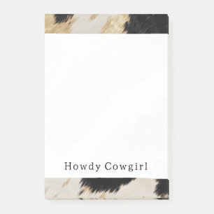 Bloco De Notas Cozy Black Cream Dourado Southwest Cowhide