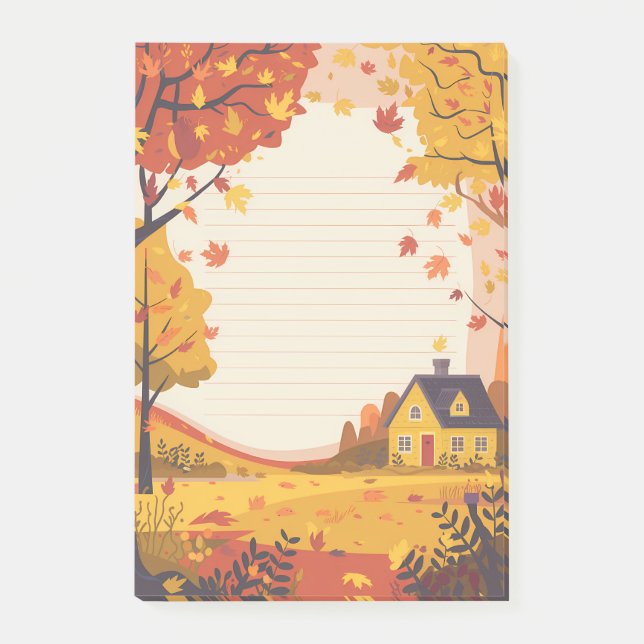 Bloco De Notas Cozy Cottage & Falling Leaves (Frente)