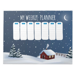 Bloco De Notas Cozy Winter Cabin Notepad | Snowy Night Stationery