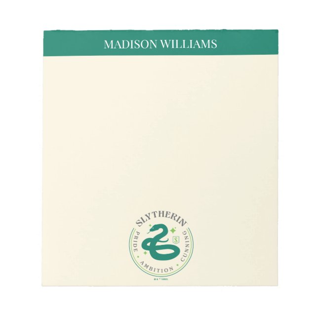 Bloco De Notas CRACHÁ de Orgulho Cobra Verde SLYTHERIN™ (Frente)