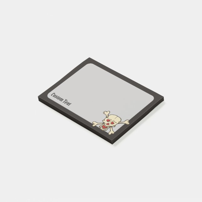 Bloco De Notas Crânio com Corações (Inclinado)