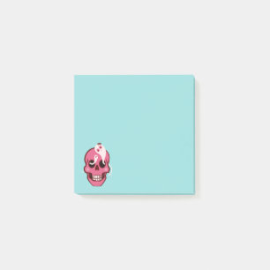 Bloco De Notas Crânio Rosa Bonito Com Aranha E Fantasmas Nos Olh