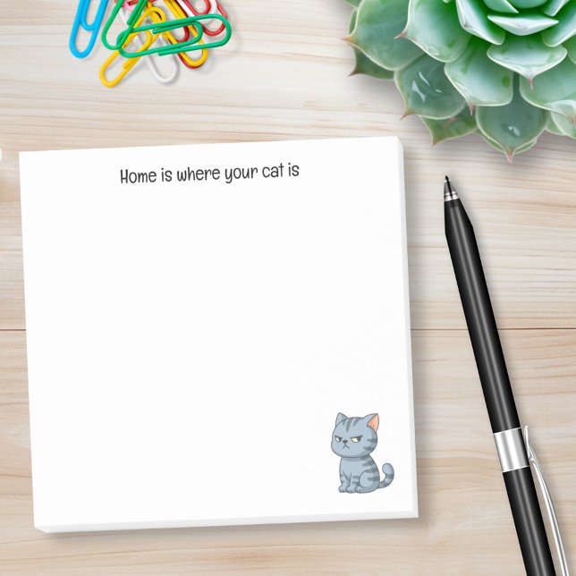 Bloco De Notas Cranky Grey Tabby Cat Custom Text (Criador carregado)