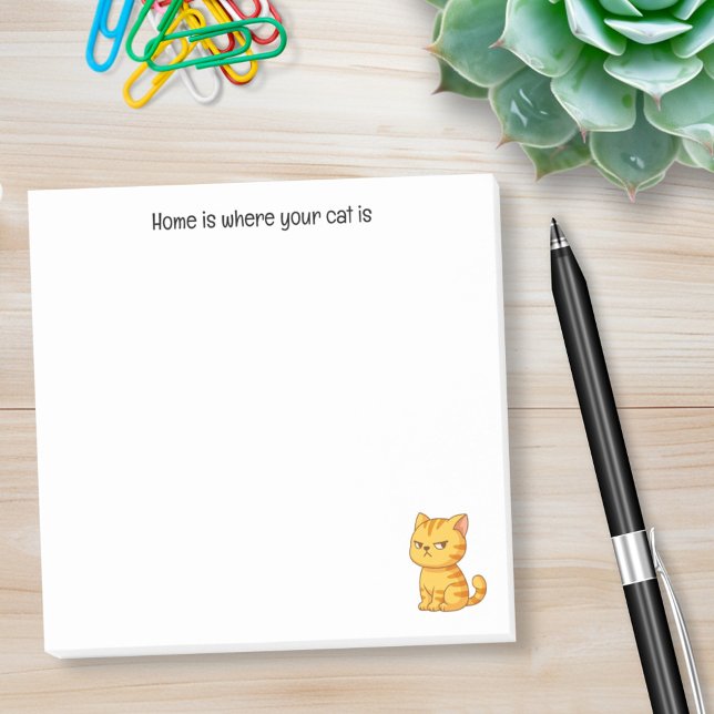Bloco De Notas Cranky Orange Tabby Cat Custom Text (Criador carregado)