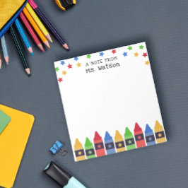 Bloco De Notas Crayons & Estrelas Nota Da Professora
