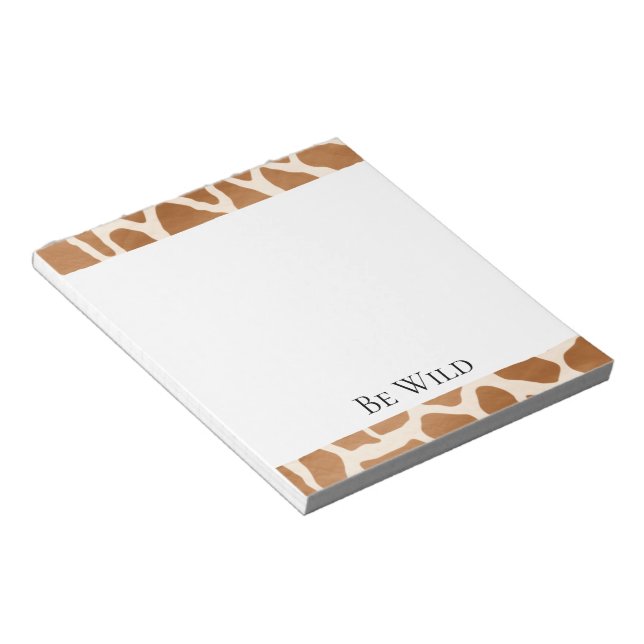 Bloco De Notas Cream Brown Safari Giraffe Animal Print (Inclinado)