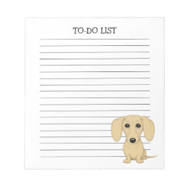 Bloco De Notas Cream Dachshund | Cute Cartoon Wiener Dog Linhado