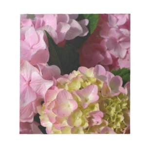 Bloco De Notas Creme cor-de-rosa Hydrangeas amarelas cor-de-rosa