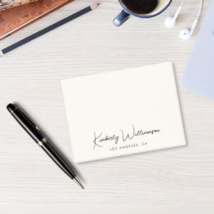 Bloco De Notas Creme de Script de Assinatura Chic