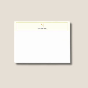 Bloco De Notas Creme Luxo Serif Personalizado Monograma