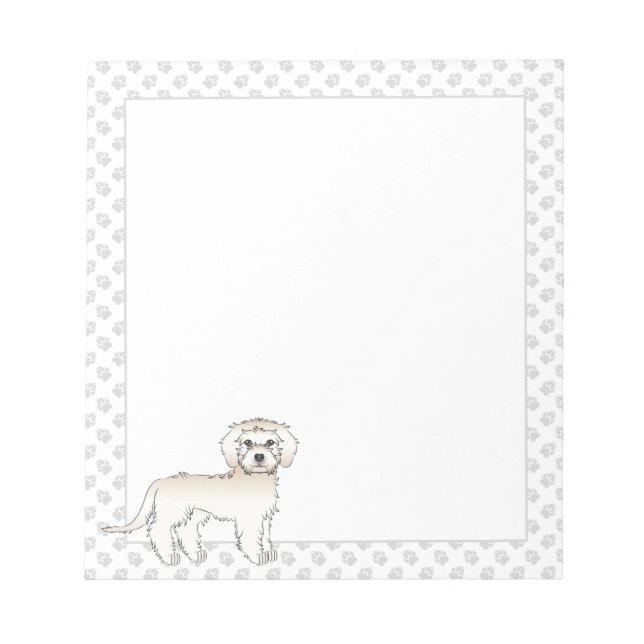 Bloco De Notas Creme Mini Goldendoodle Cartoon Cão e Patas (Frente)