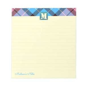 Bloco De Notas Creme Monograma Personalizado de Script de Couro d