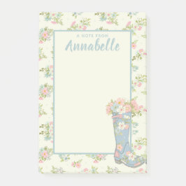 Bloco De Notas Creme Personalizado e Arranque Floral Azul