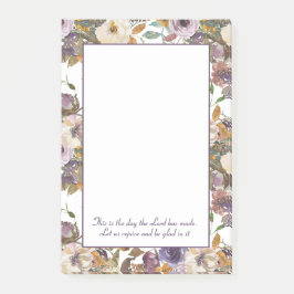 Bloco De Notas Creme Roxo Floral Versículo Bíblico Cristão