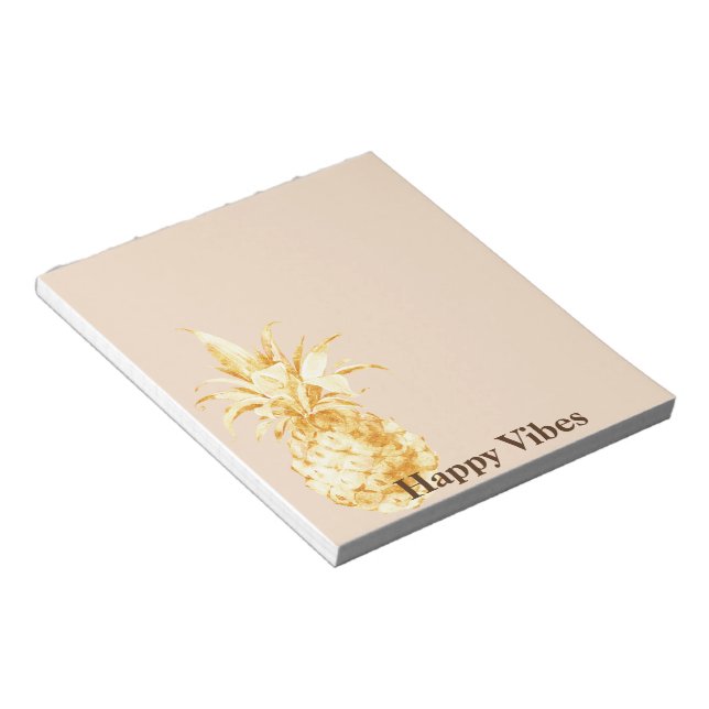 Bloco De Notas Creme Yellow Dourada Pineapple Confetti (Inclinado)