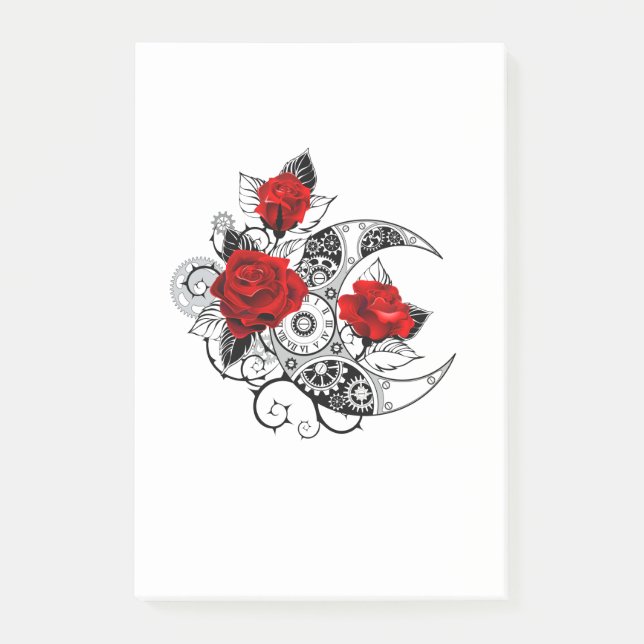 Bloco De Notas Crescente Mecânico com Rosas vermelhas (Frente)