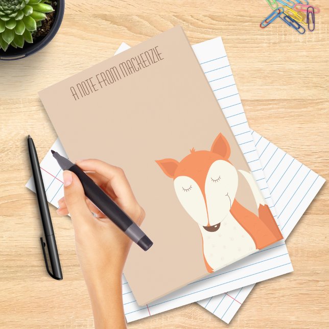 Bloco De Notas Crianças Animais Da Papoeira Vermelha Cura (Cute Red Fox Notepad)