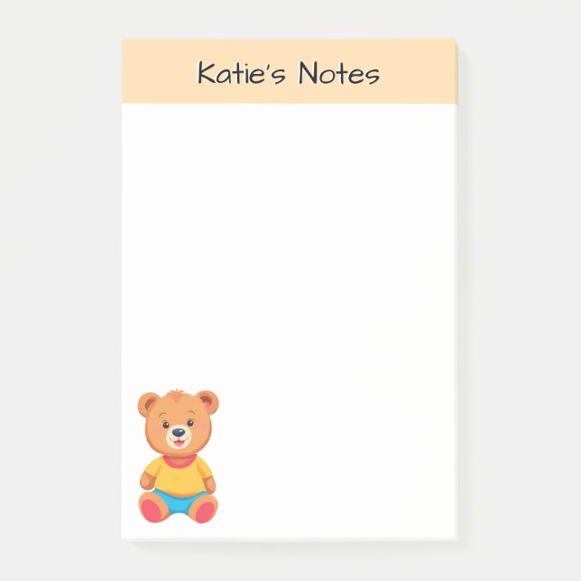 Bloco De Notas Crianças de Urso Colorido Bonito Personalizadas (Frente)