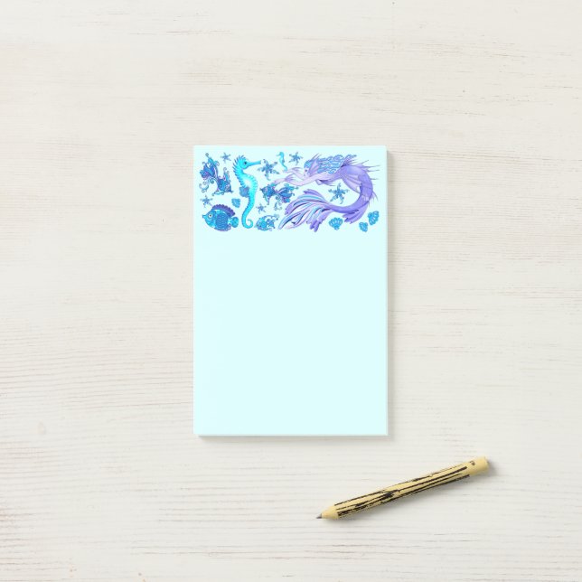 Bloco De Notas Criatura De Fada Roxa Sereia (Na mesa)