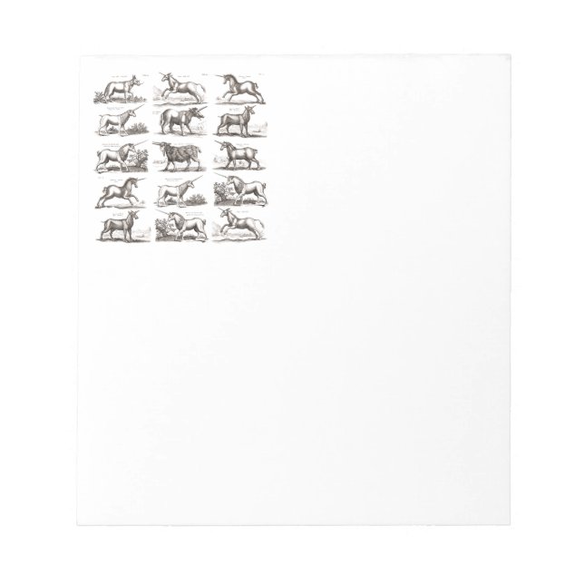 Bloco De Notas Criatura Mágica Clássica do Unicórnio Antiquado (Frente)