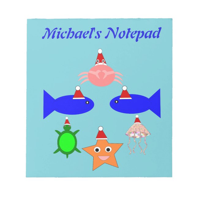 Bloco De Notas Criaturas do Mar de Natal Personalizadas (Frente)