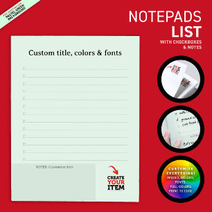 Bloco De Notas CRIE-O-SEU Customizar lista de design carregado