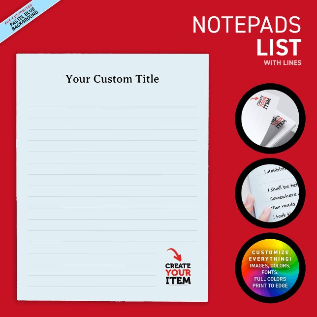 Bloco De Notas CRIE-O-SEU Personalizado faça o upload do seu desi (Business & personal custom notepads: upload your own logo, photos or illustrations! Variety of fonts)