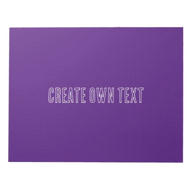 Bloco De Notas Crie seu próprio texto Fundo Roxo Real Estudante  (Frente)
