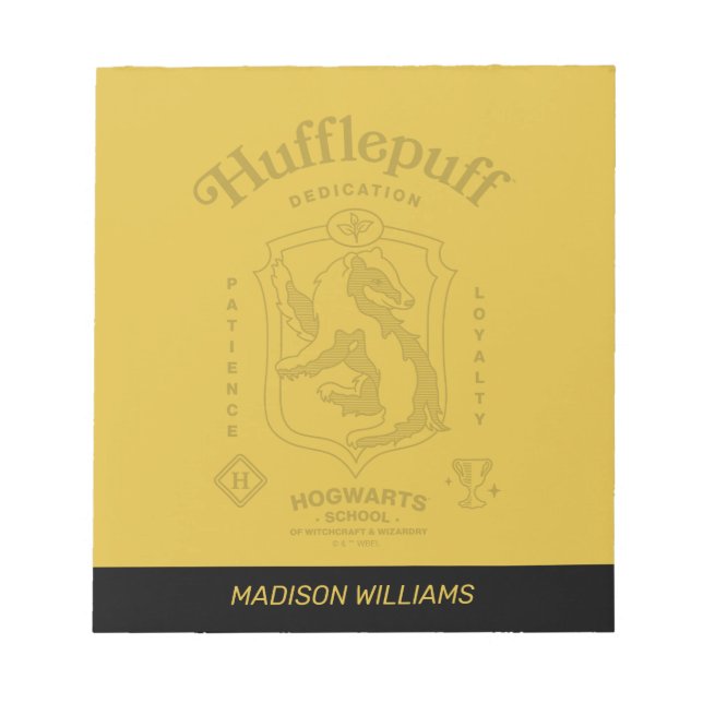 Bloco De Notas Crista da Dedicação Paciência Lealdade HUFFLEPUFF™ (Frente)
