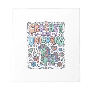 Bloco De Notas Crochet Unicórnio e Adesivo Kawaii de Unicórnios e