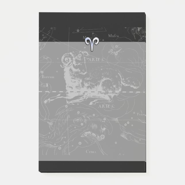 Bloco De Notas Cromo como Aries Símbolo Zodíaco em Hevélio (Frente)
