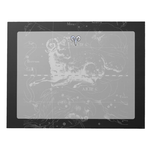 Bloco De Notas Cromo como Aries Símbolo Zodíaco em Hevelius 1690 (Frente)