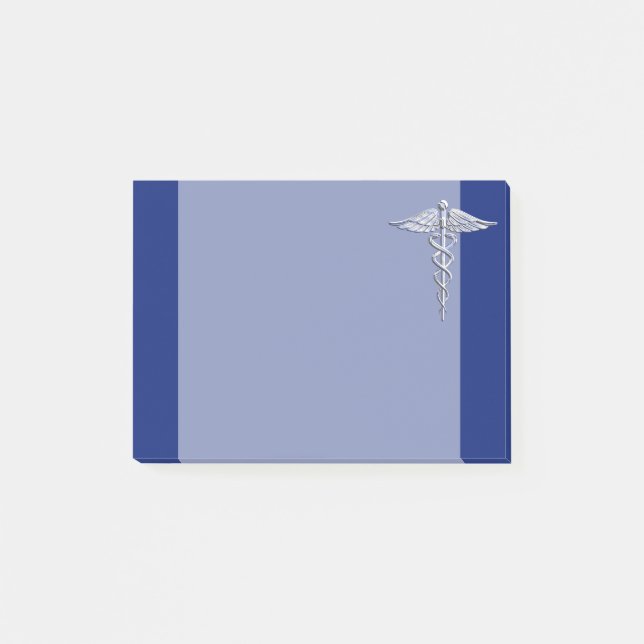 Bloco De Notas Cromo Como Caduceus - Símbolo Médico em Azul Decor (Frente)