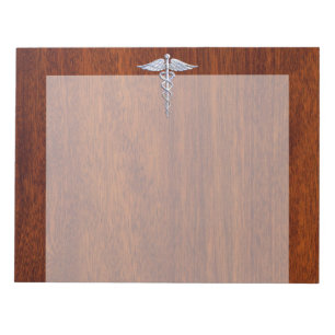 Bloco De Notas Cromo Como Caduceus Símbolo Médico Mahogany Brown