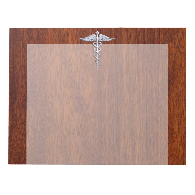 Bloco De Notas Cromo Como Caduceus Símbolo Médico Mahogany Brown (Frente)