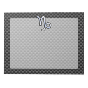 Bloco De Notas Cromo como Capricórnio Sinal Fibra de Carbono Pret