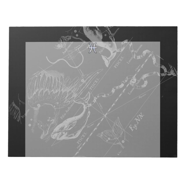 Bloco De Notas Cromo como Peixes Zodiac Sinal em Hevelius 1690 (Frente)