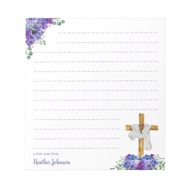 Bloco De Notas Crucifixo de Páscoa Cristã em Aquarela Personaliza (Frente)