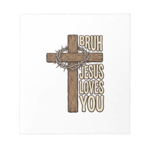 Bloco De Notas Cruz de Bruh Jesus Te Ama Vintage Vecto Cristão