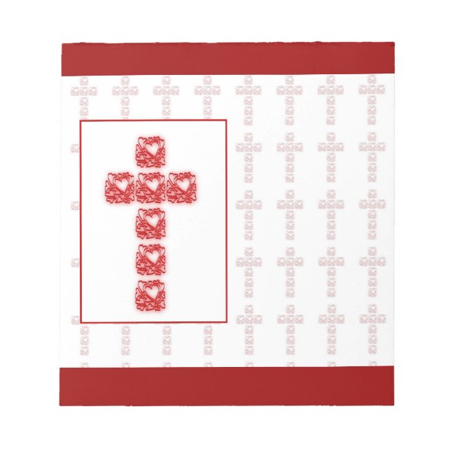 Bloco De Notas Cruz De Corações Em Vermelho (Frente)