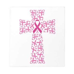 Bloco De Notas Cruz de Fita Rosa de Consciência do Cancer da Mam