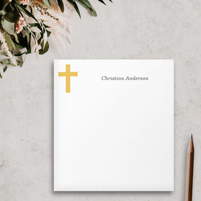 Bloco De Notas Cruz Dourada simples (Simple Gold Cross Notepad)
