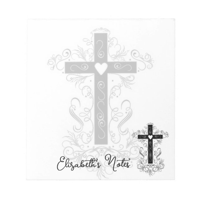 Bloco De Notas Cruz personalizada com floreio (Frente)