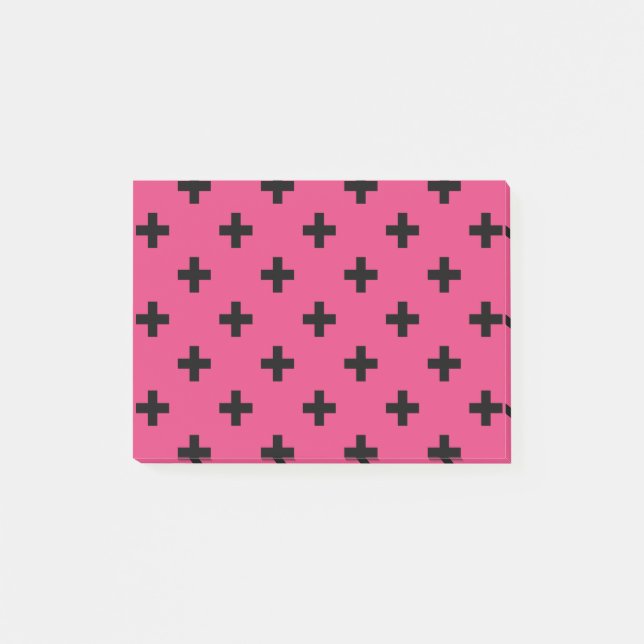 Bloco De Notas Cruzes de polca negra em fuchsia (Frente)