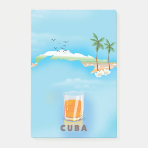 Bloco De Notas Cuba mapa ilustrado pôster de viagem