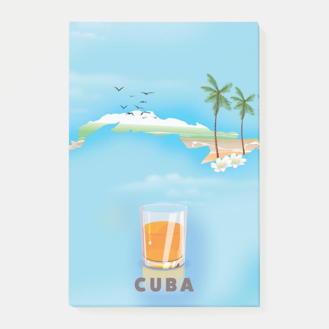 Bloco De Notas Cuba mapa ilustrado pôster de viagem (Frente)