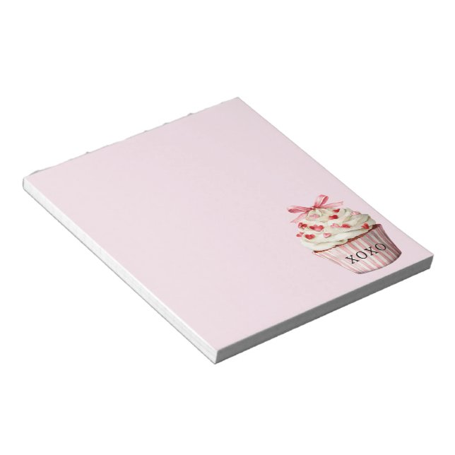 Bloco De Notas Cupcake Arco Rosa Corações Vermelhos   (Inclinado)