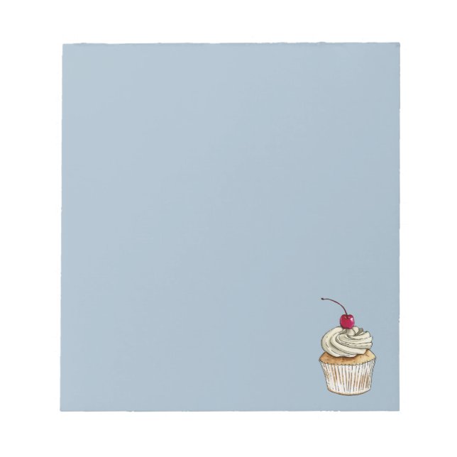 Bloco De Notas Cupcake de aquarela com creme chicotado e cereja (Frente)